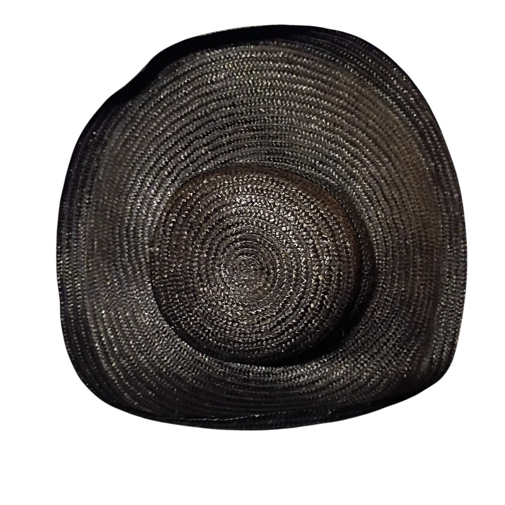 Betmar New York Black Straw Sun Hat Made in Italy Wide Brim Summer Beach Hat
